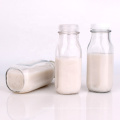 Custom 8oz 280ml 12oz 400ml 520ml 930ml 1liter Square milk tea juice glass bottles with plastic lid